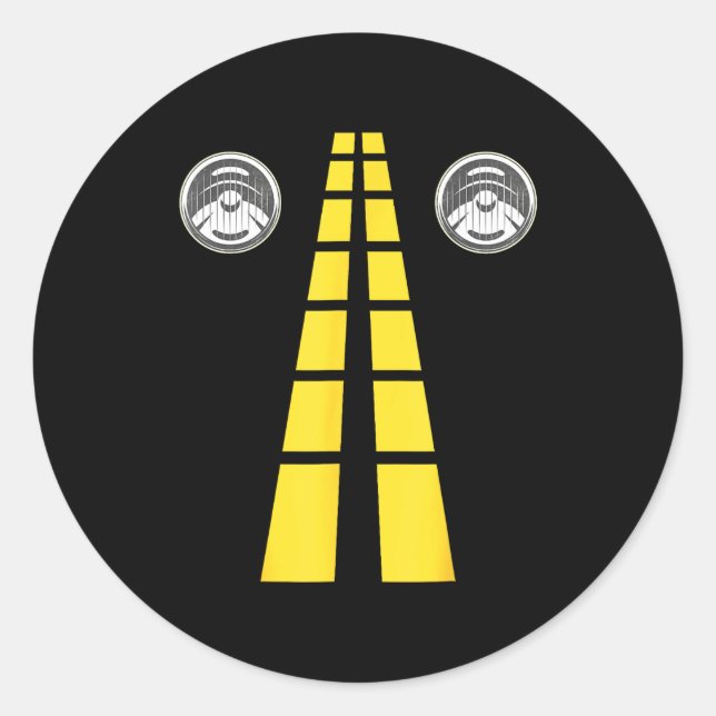 Pegatina Redonda Deer Headlights With Road Markings Couples Costume (Anverso)