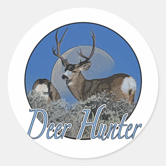 Pegatina Redonda Deer Hunter (Anverso)