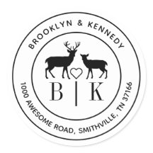 Deer Monograma Boda Nombre de la pareja Dirección