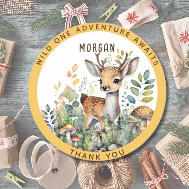 Pegatina Redonda Deer Woodland Animals Favorita Gracias Decoración  (Subido por el creador)