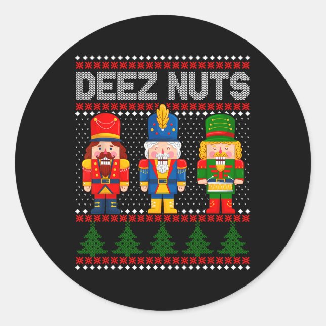 Pegatina Redonda Deez Nutcracker Navidades feos (Anverso)