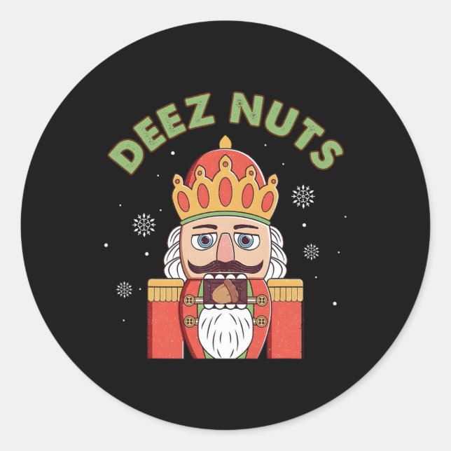 Pegatina Redonda Deez Nutcracker Nut Men Fun Navidades P (Anverso)