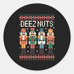 Pegatina Redonda Deez Nuts Divertido Cascanueces Navidad Navidades