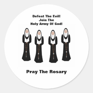 Pegatina Redonda Defeat the evil...Pray the rosary