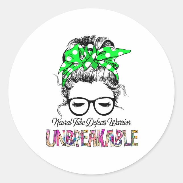 Pegatina Redonda Defectos neuronales de los tubos de reconocimiento (Anverso)