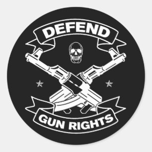 Pegatina Redonda Defender los derechos de las armas defiende la seg