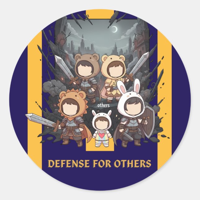 Pegatina Redonda Defense for Others - Little Guardians (Anverso)