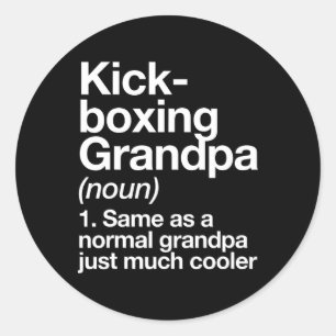 Pegatina Redonda Definición de abuelo de kickboxing divertido depor