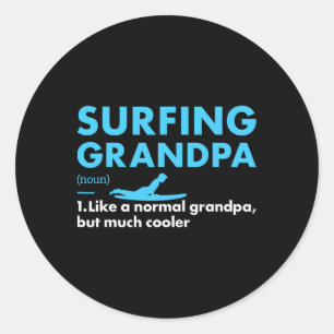 Pegatina Redonda Definición de abuelo deportivo surf