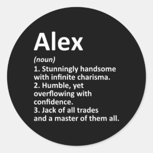 Pegatina Redonda Definición de Alex Nombre Personalizado Cumpleaños