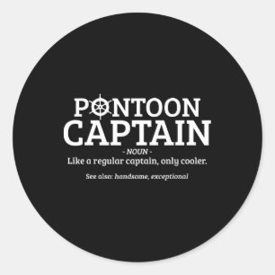 Pegatina Redonda Definición de Capitán de Pontón Divertida Barco de
