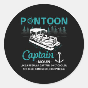 Pegatina Redonda Definición de Capitán de Pontón Divertido Barco de