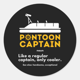 Pegatina Redonda Definición de Capitán de Pontón - Pontoneo Diverti