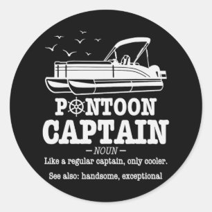 Pegatina Redonda Definición de Capitán de Pontón Vida en Barco Dive