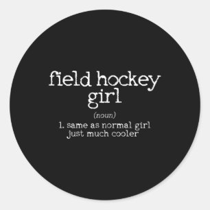 Pegatina Redonda Definición de chica de hockey sobre hierba regalo