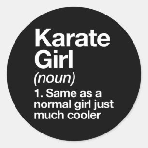 Pegatina Redonda Definición de chica de karate divertida y Sy depor