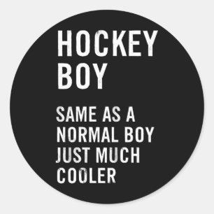 Pegatina Redonda Definición de chico de hockey divertida