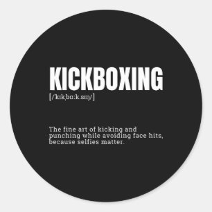Pegatina Redonda Definición de cita de hobby de kickboxing divertid