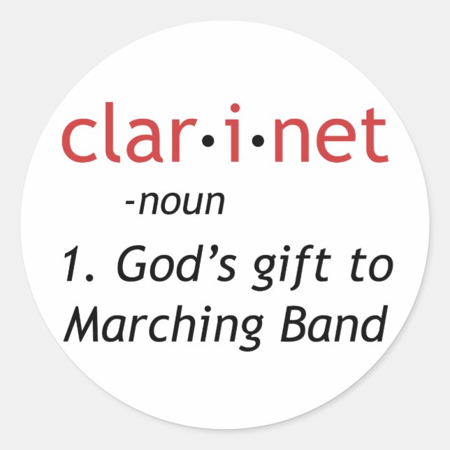Pegatina Redonda Definición de Clarinet (Anverso)