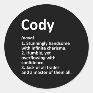 Pegatina Redonda Definición de Cody Nombre Personalizado Divertido