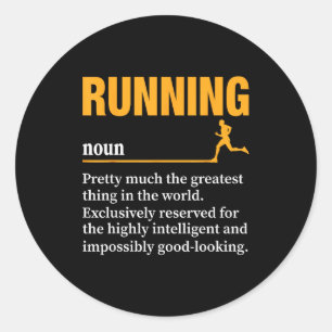 Pegatina Redonda Definición de correr humor maratón atleta divertid