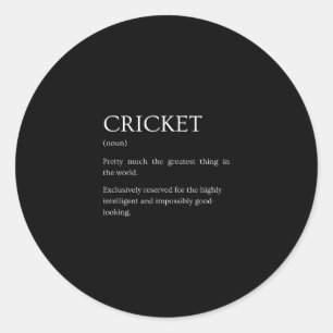 Pegatina Redonda Definición de Cricket - Explicación divertida y sa