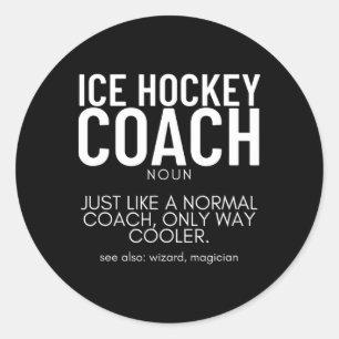 Pegatina Redonda Definición de Entrenador de Hockey sobre Hielo Org