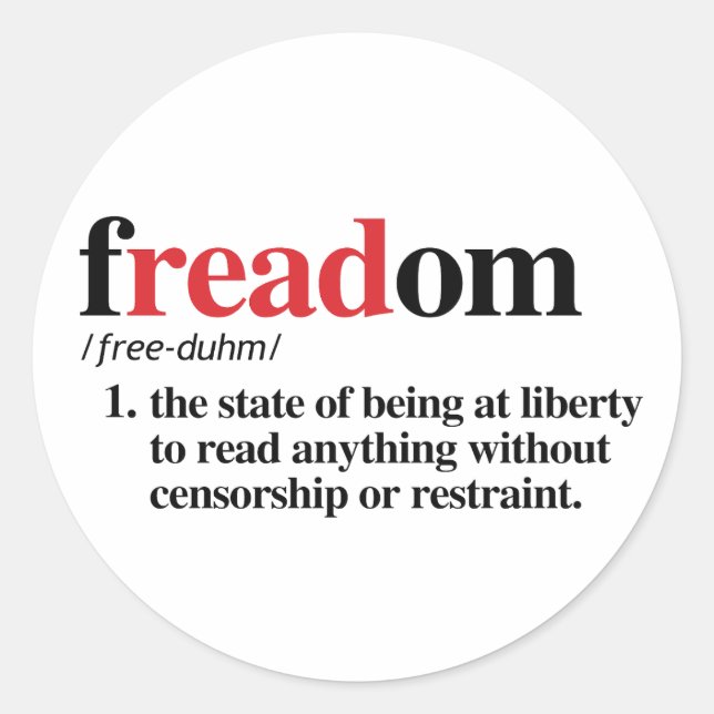 Pegatina Redonda definición de freadom (Anverso)