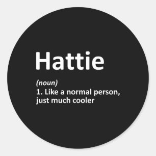 Pegatina Redonda Definición de Hattie Nombre Personalizado Funny Cu