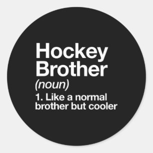 Pegatina Redonda Definición de Hermano de Hockey Divertido Deportes