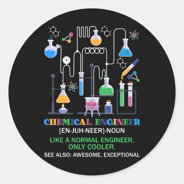 Pegatina Redonda Definición De Ingeniero Químico Como Un Ingeniero  (Anverso)