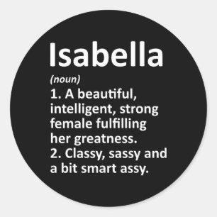 Pegatina Redonda Definición de Isabella Nombre Personalizado Divert