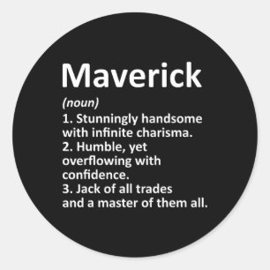 Pegatina Redonda Definición de Maverick Nombre Personalizado Divert