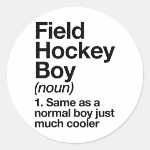 Pegatina Redonda Definición de niño de hockey sobre césped divertid