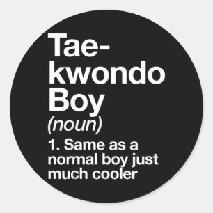 Pegatina Redonda Definición de niño de taekwondo divertidos deporte