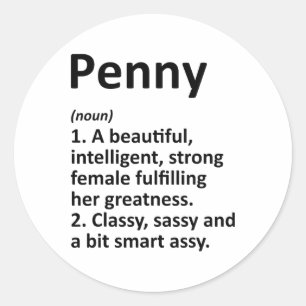 Pegatina Redonda Definición de Penny Nombre Personalizado Navidad D