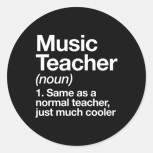 Pegatina Redonda Definición de profesor de música divertida para el