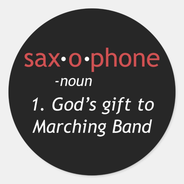 Pegatina Redonda Definición de saxofón (Anverso)