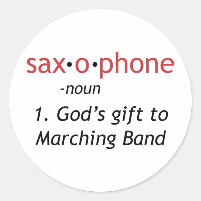 Pegatina Redonda Definición de saxofón (Anverso)