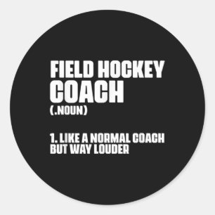 Pegatina Redonda Definición divertida de entrenador de hockey sobre