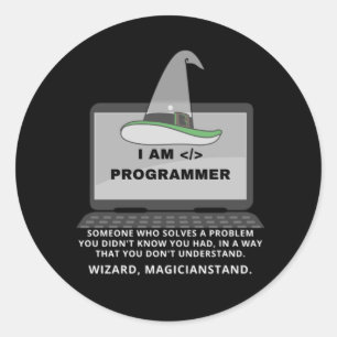 Pegatina Redonda Definición divertida del programador