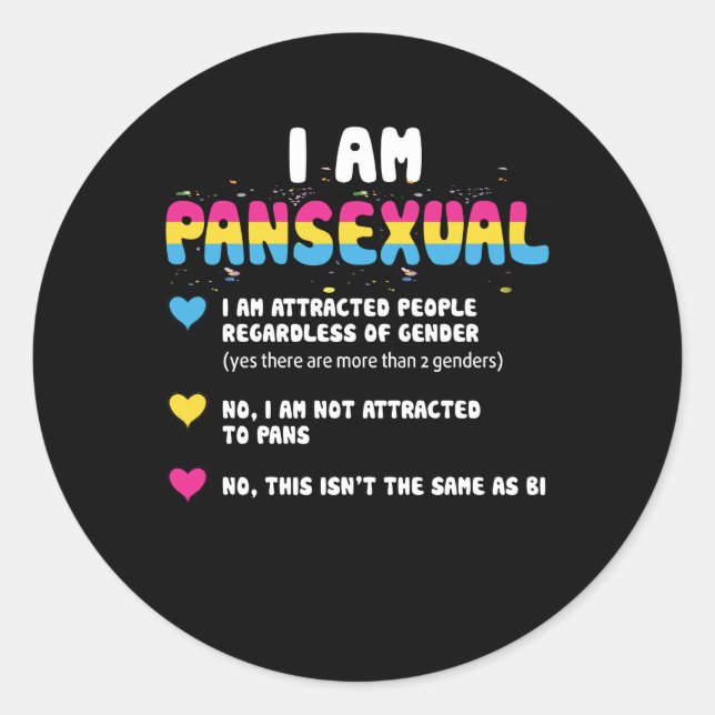 Pegatina Redonda Definición pansexual - Gracioso orgullo gay LGBT (Anverso)