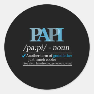 Pegatina Redonda Definición Papi Gracioso Abuelo Papá Padres Día Ch