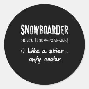 Pegatina Redonda Definición Snowboarder Como Nieve De Esquiador Sól