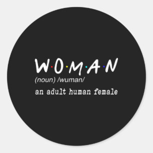 Pegatina Redonda Definición Una Mujer Hu Para