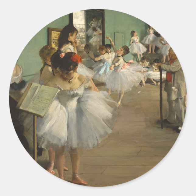 Pegatina Redonda Degas Dance Class Ballet Bailarines Ballerina Art (Anverso)