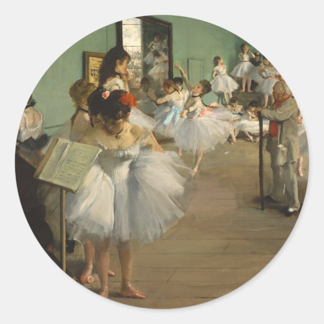 Pegatina Redonda Degas Dance Class Ballet Dancers Ballerina Art (Anverso)