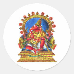 Pegatina Redonda Deidad hindú de Ganesha