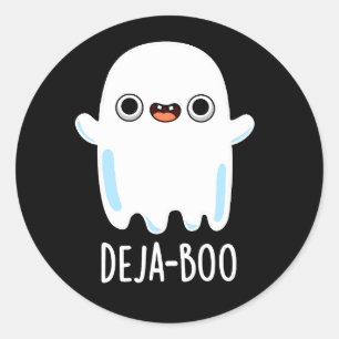 Pegatina Redonda Deja Boo Funny Ghost Pun Dark BG