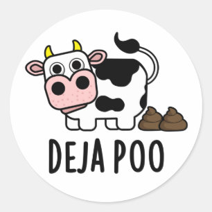 Pegatina Redonda Deja poo graciosa vaca poop poun